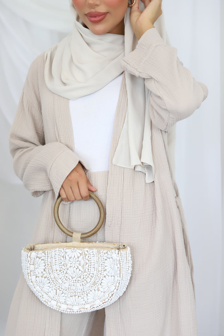 Luna Musselin Zweiteiler in Beige