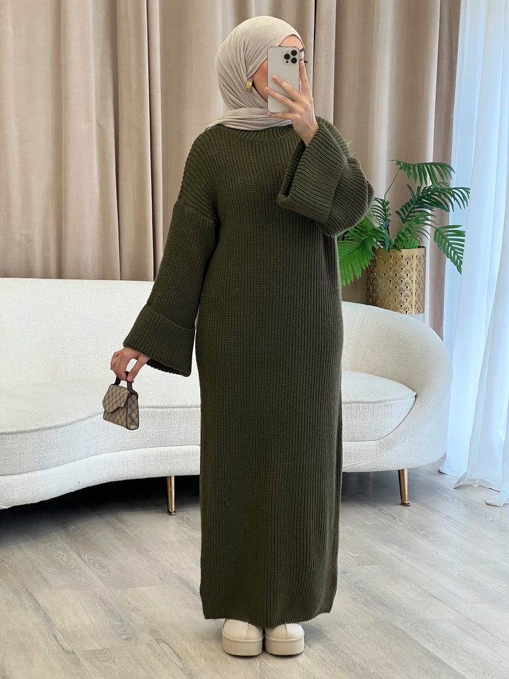 Viva Strick-Pulloverkleid in Khaki