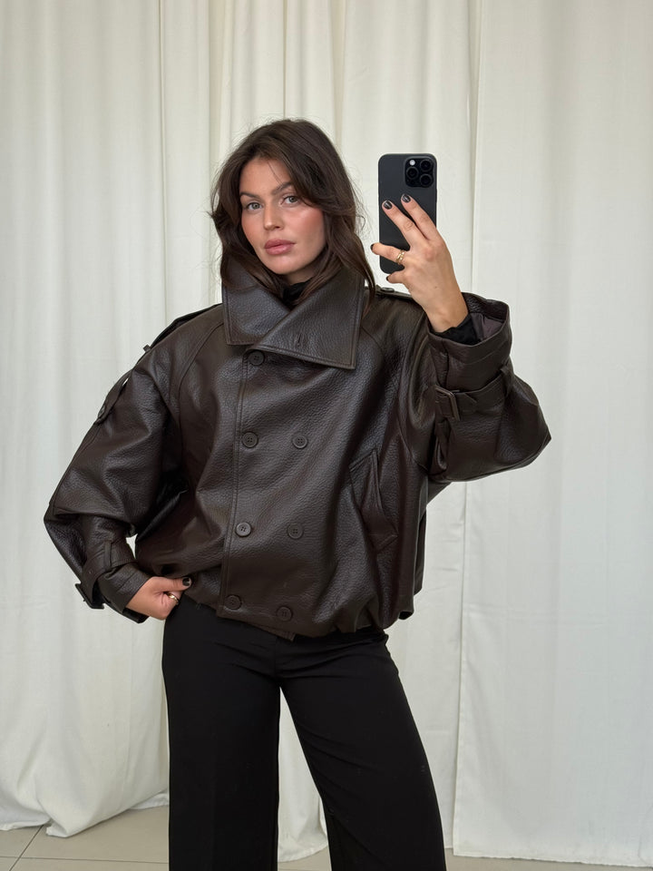 Saphira Oversized Leder Jacke
