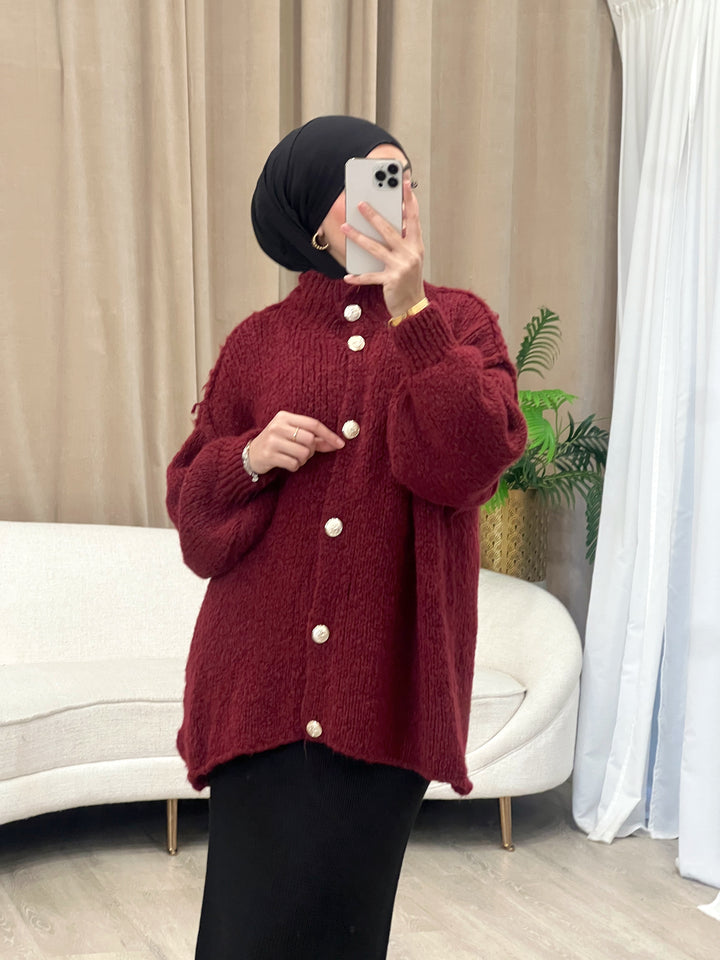 Lilly Oversized Cardigan in Bordeaux