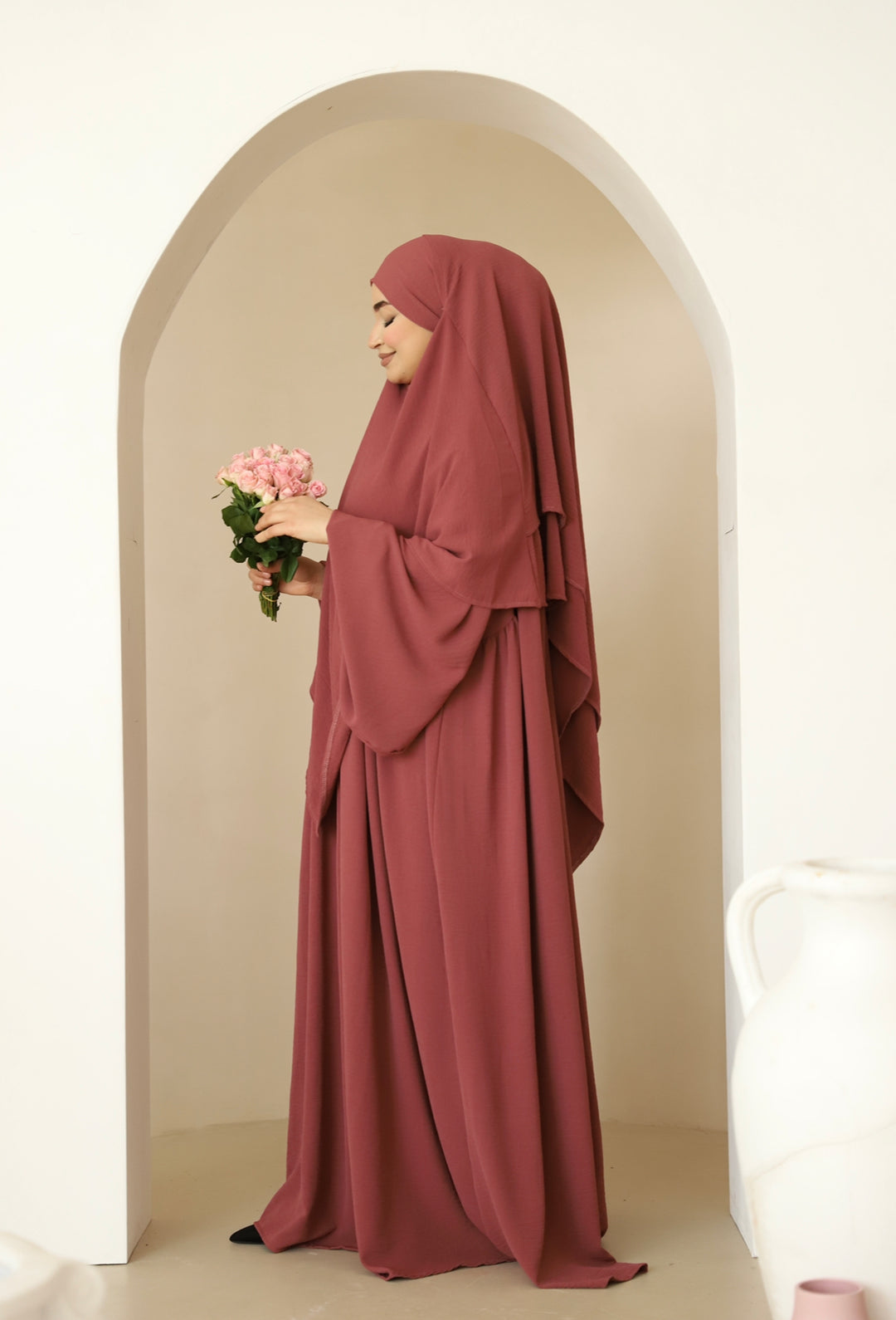 Naima Premium Khimar in Dusty Rose