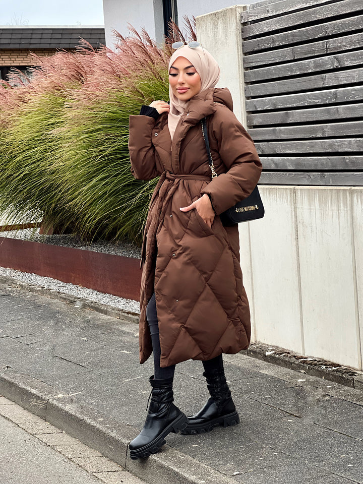 Stormi Parka mit Gürtel in Braun