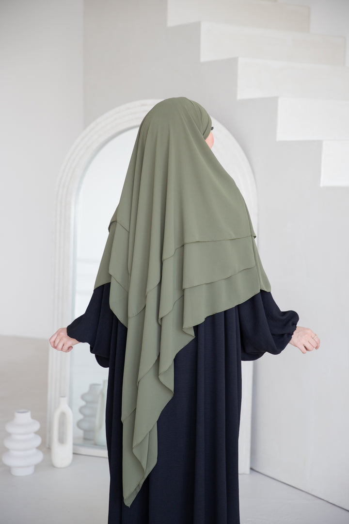 Floral Noor Khimar 3-Lagig in Khaki