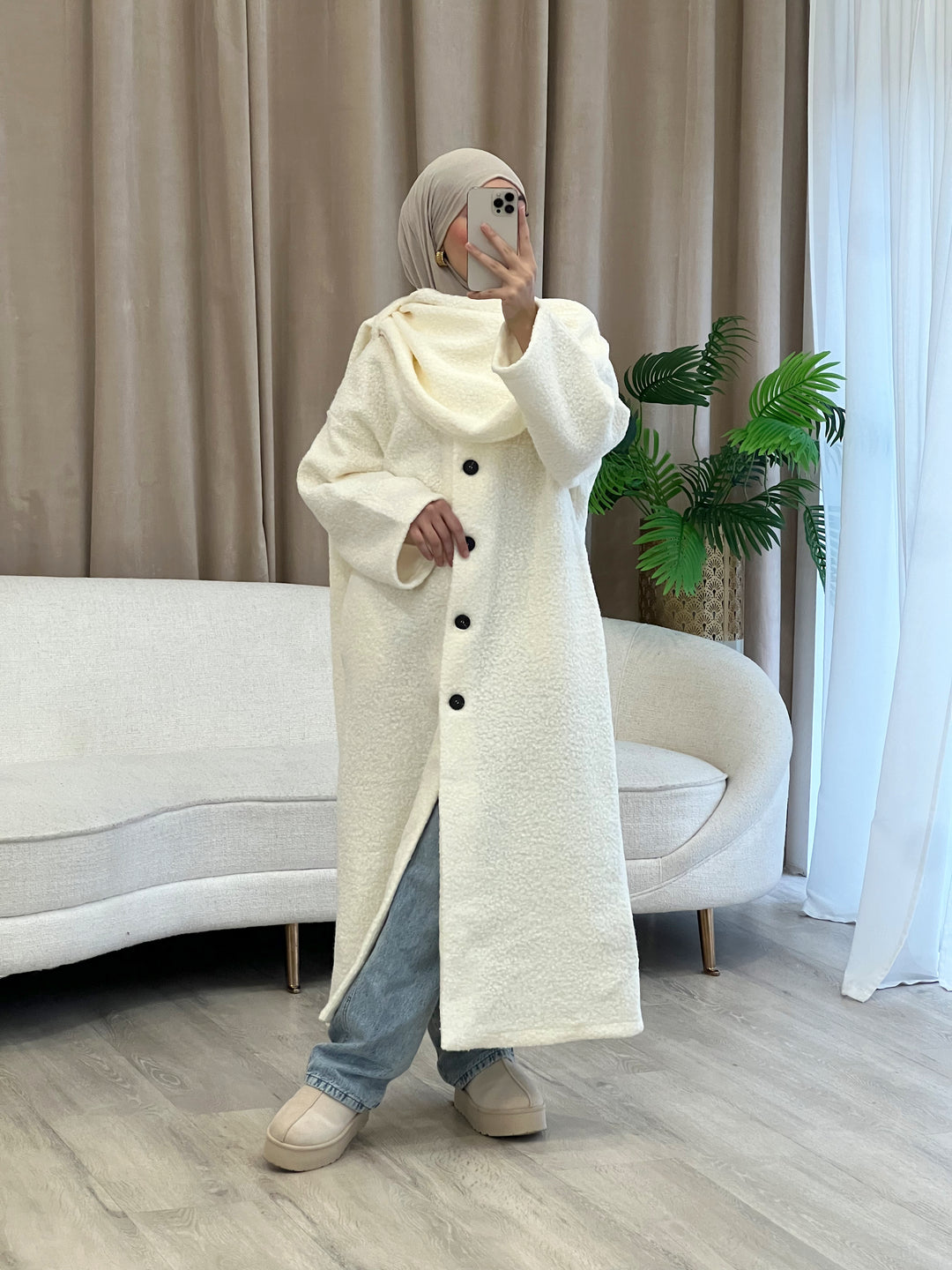 Bell Teddy Long Mantel mit integriertem Schal