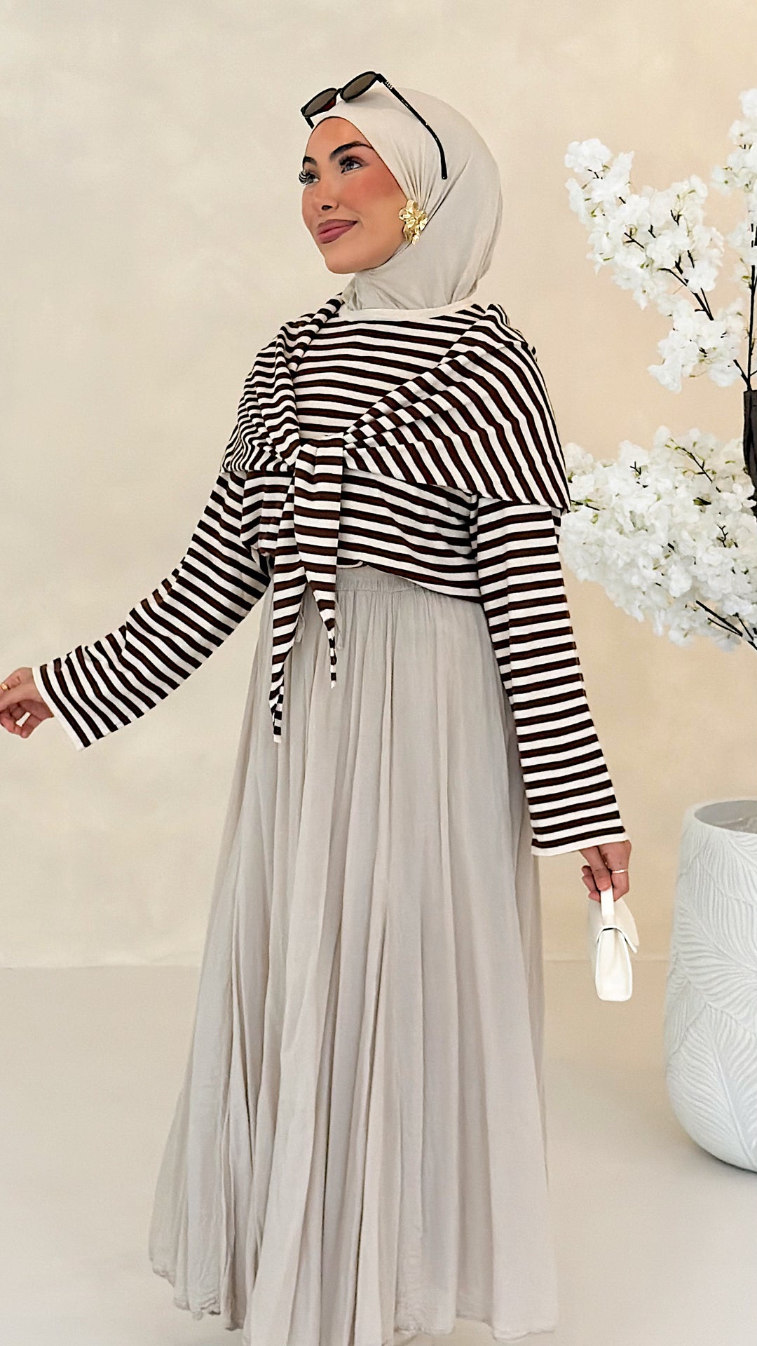 Ari Striped Oberteil mit Styling-Tuch