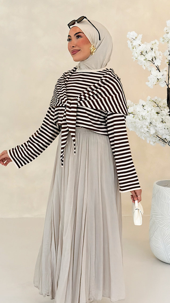 Ari Striped Oberteil mit Styling-Tuch