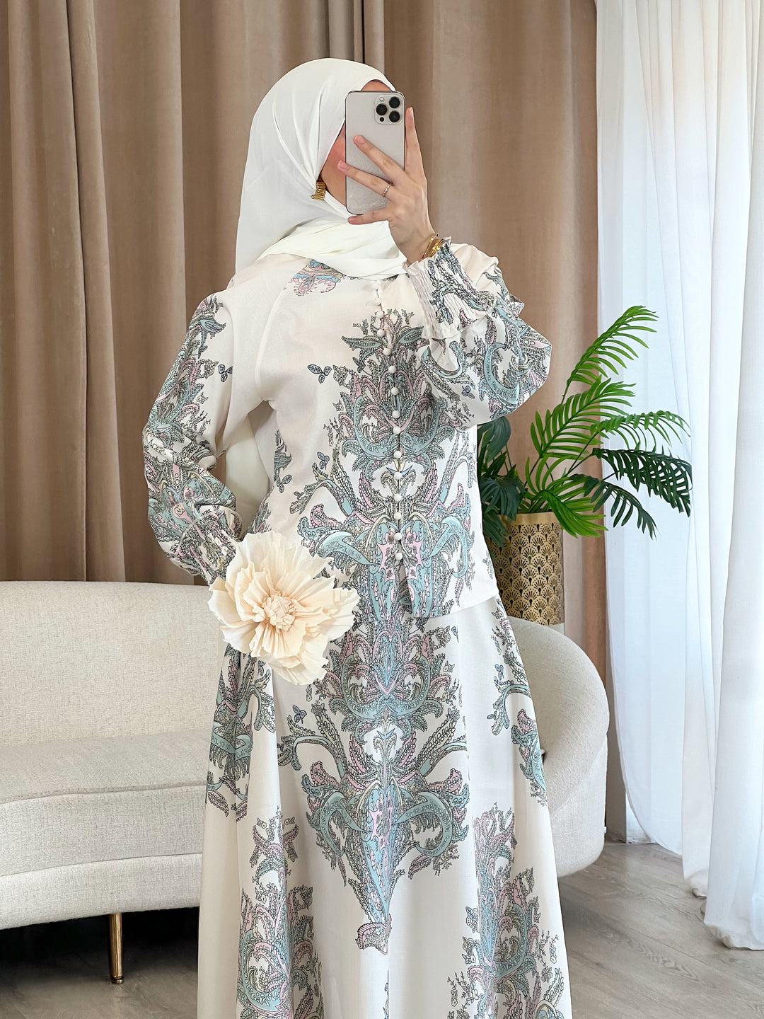 Tokio Set mit Muster in Creme