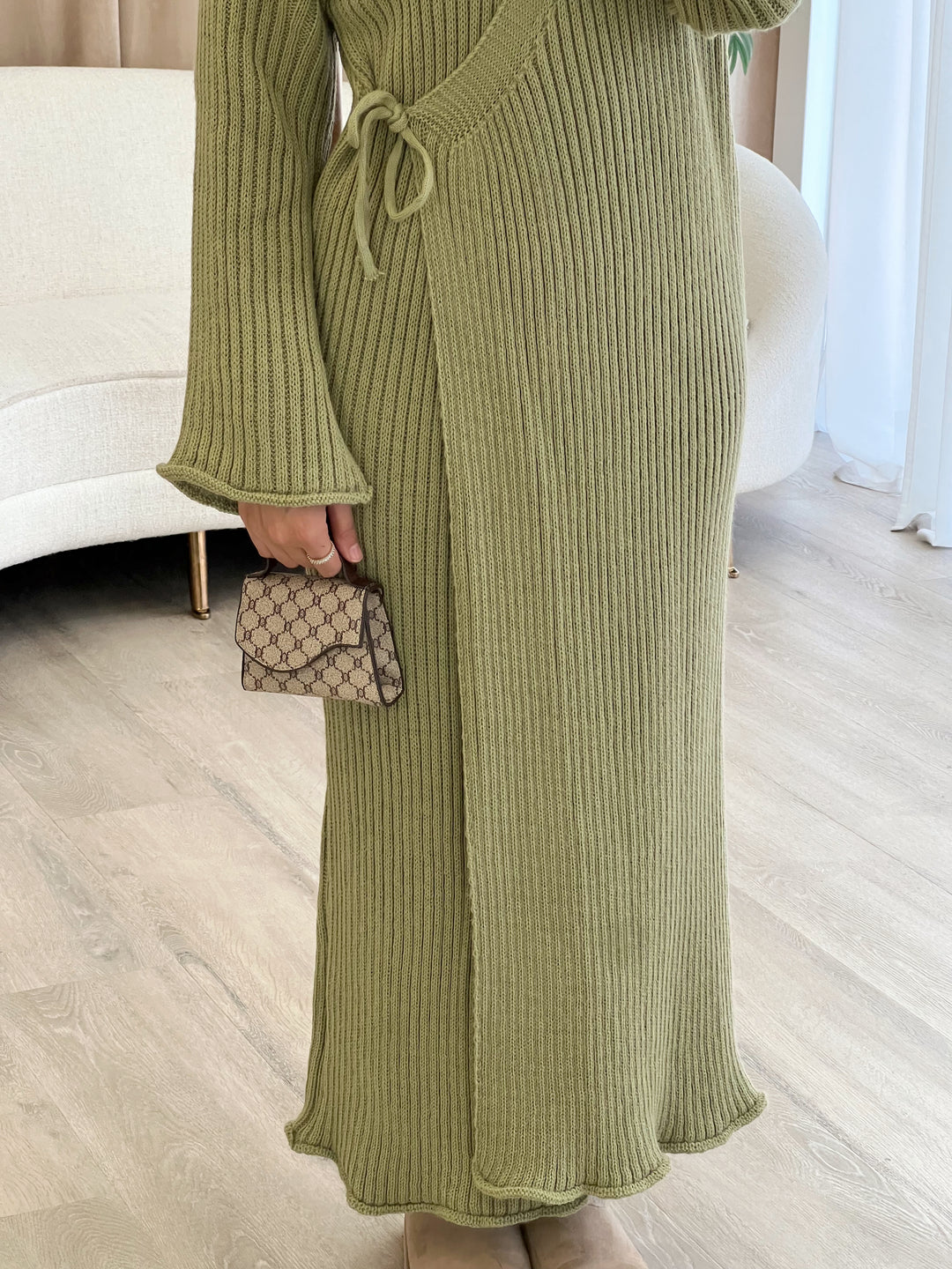 Belleza Strickkleid in Wickeloptik in Pistachio