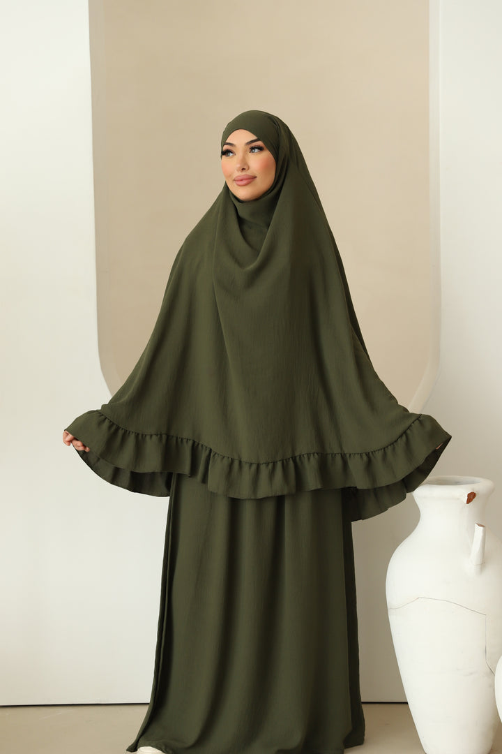 Amela Abaya Set in Khaki