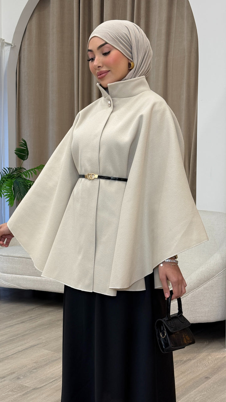 Kamila Cape mit Gürtel in Beige