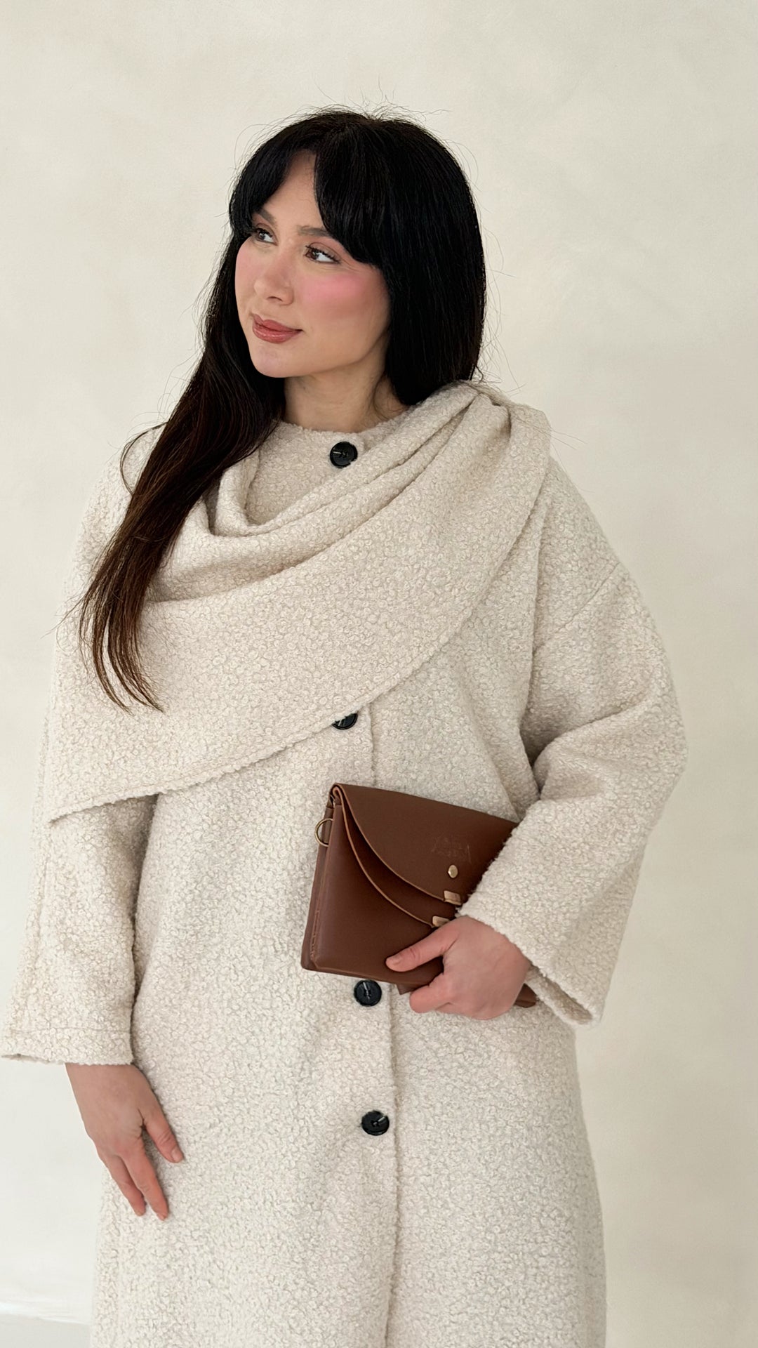 Bell Teddy Long Mantel mit integriertem Schal