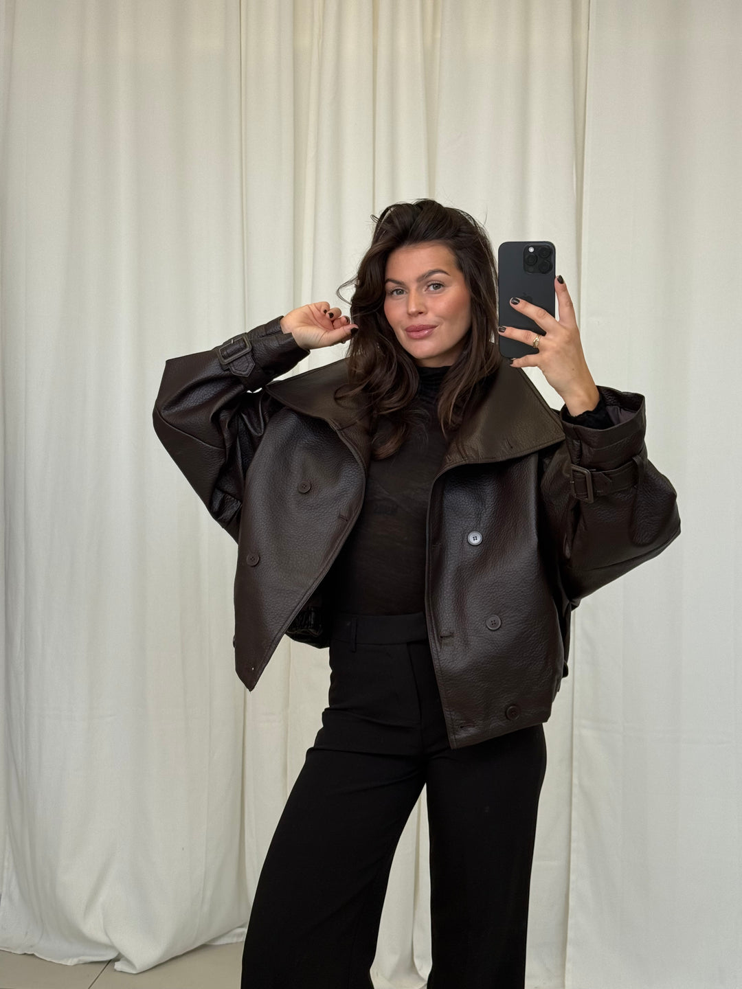 Saphira Oversized Leder Jacke