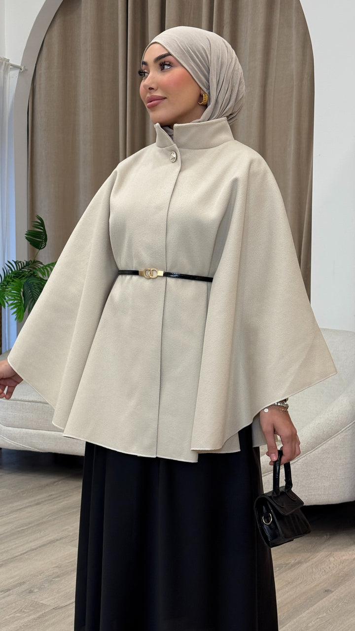 Kamila Cape mit Gürtel in Beige
