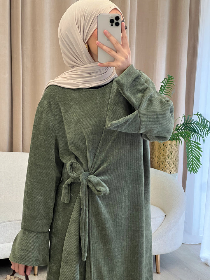Rania Cord Abaya in Khaki