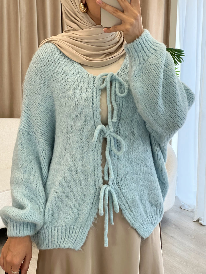 Almila Cardigan mit Schleifen in Blue