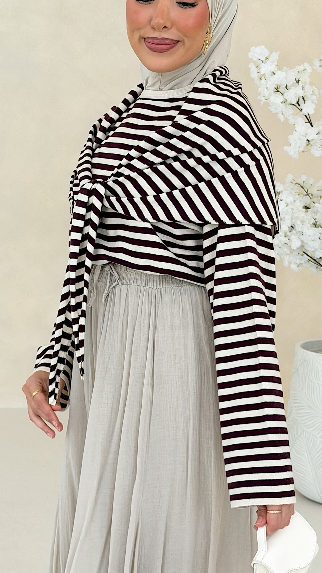 Ari Striped Oberteil mit Styling-Tuch