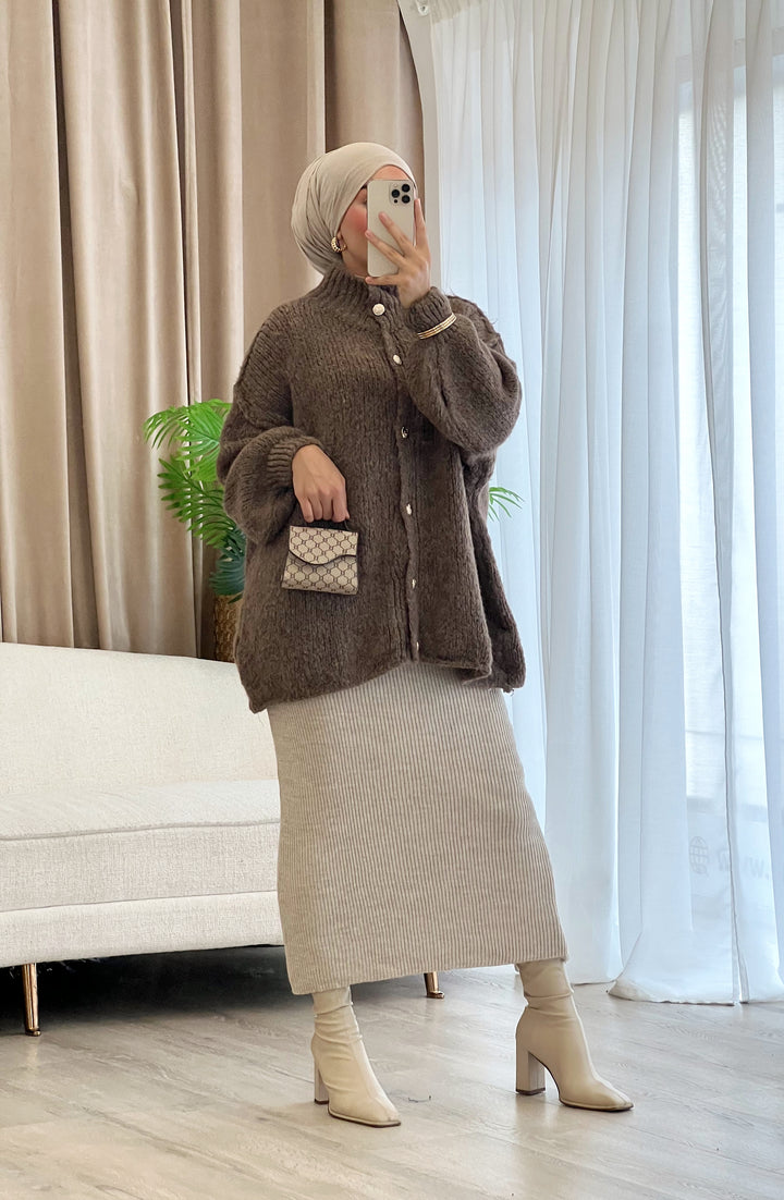 Lilly Oversized Cardigan in Mocha
