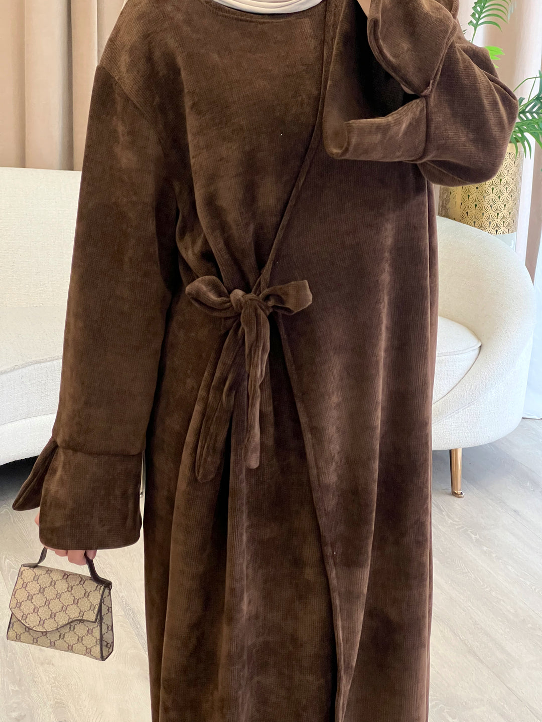 Rania Cord Abaya in Braun