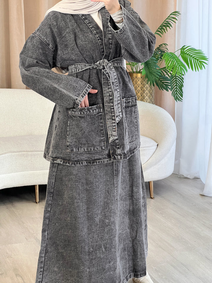 Zain Denim Set in Black