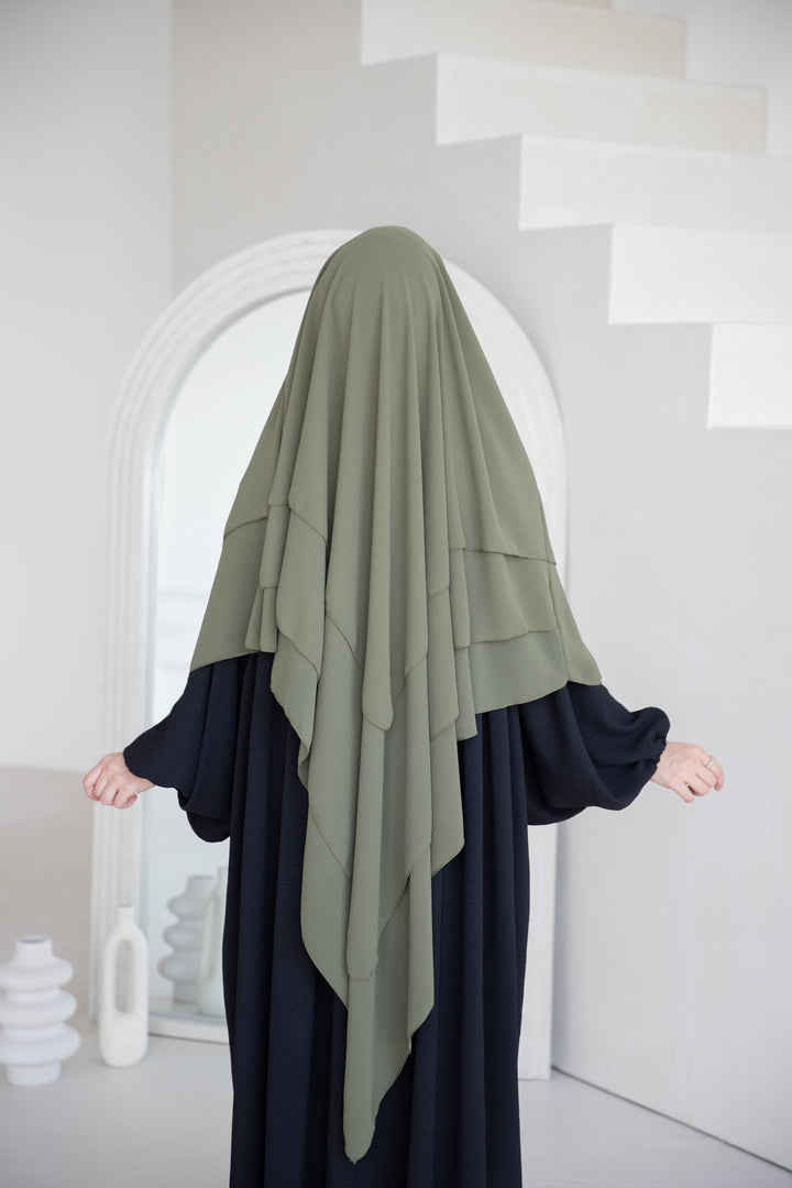 Floral Noor Khimar 3-Lagig in Khaki