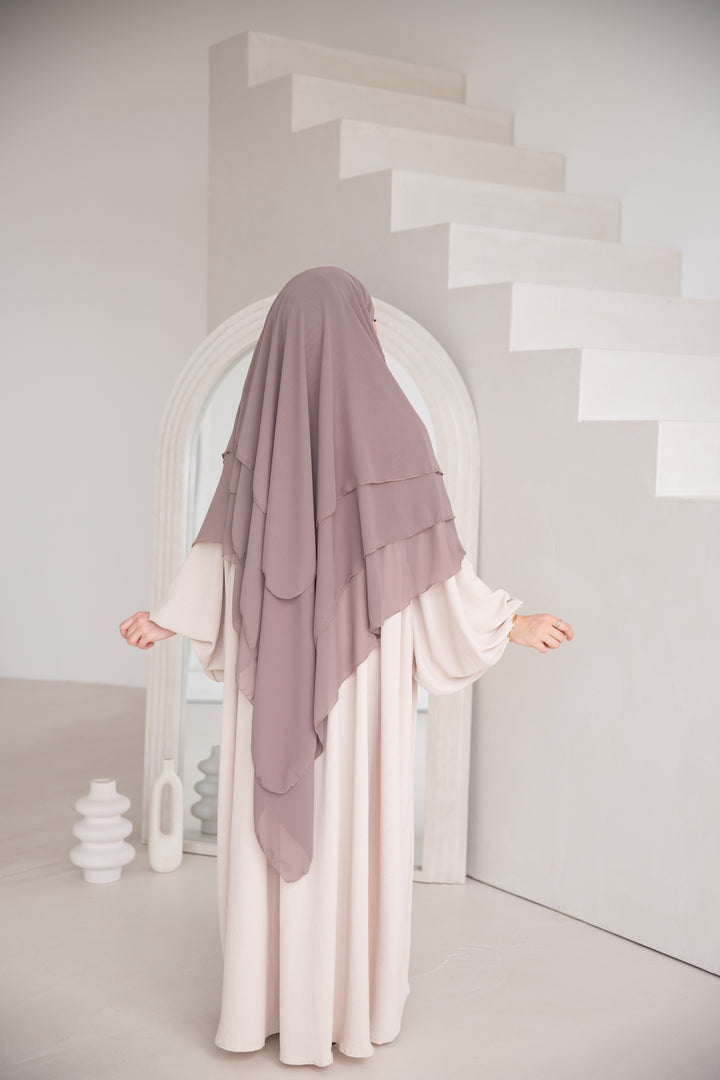 Floral Noor Khimar 3-Lagig in Taupe