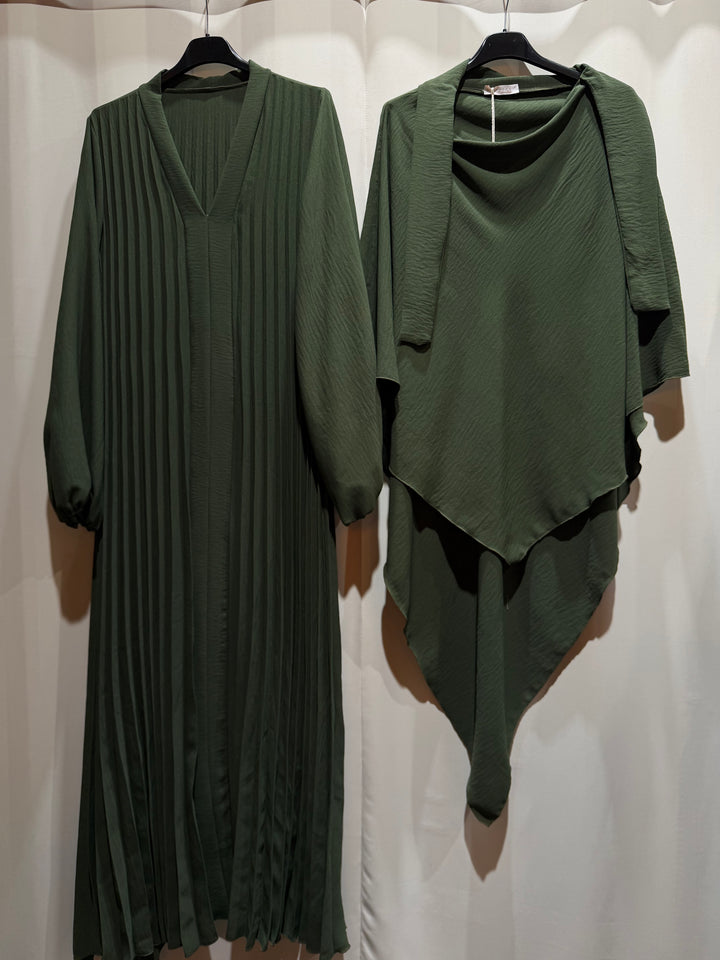 Layali Plissee Abaya 2-Teiler