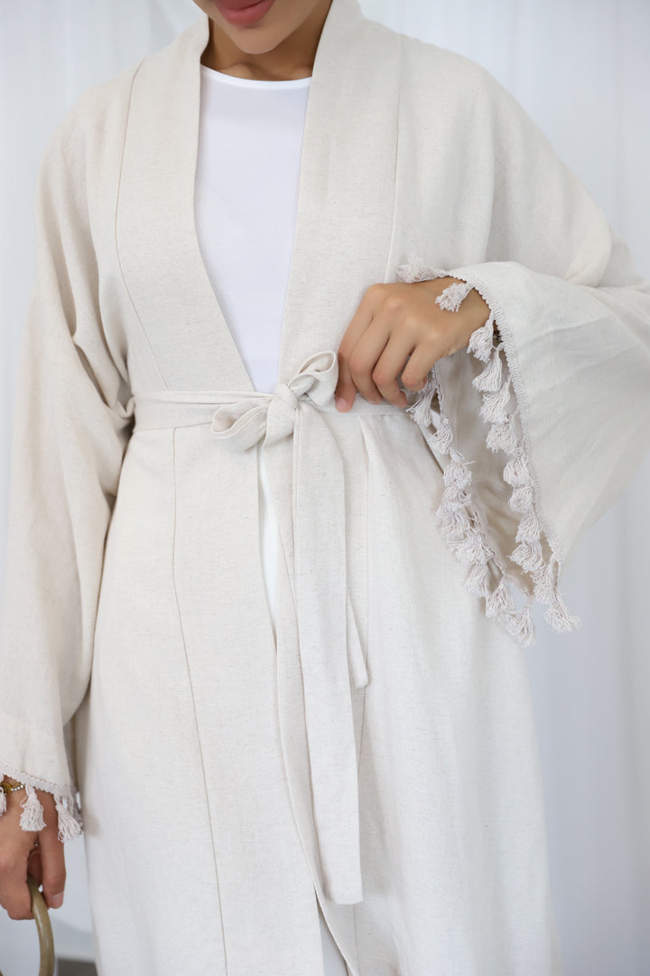 Molly PomPom Kimono in Beige