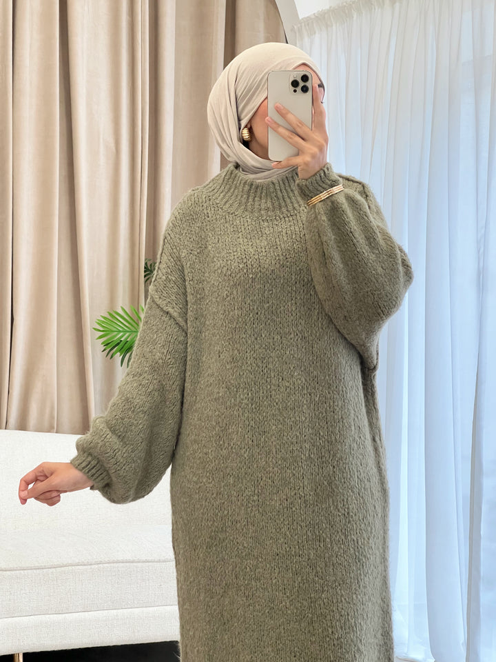 Tara Woll-Kleid in Olive