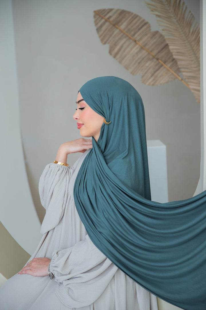 Premium Jersey Hijab in Petrol