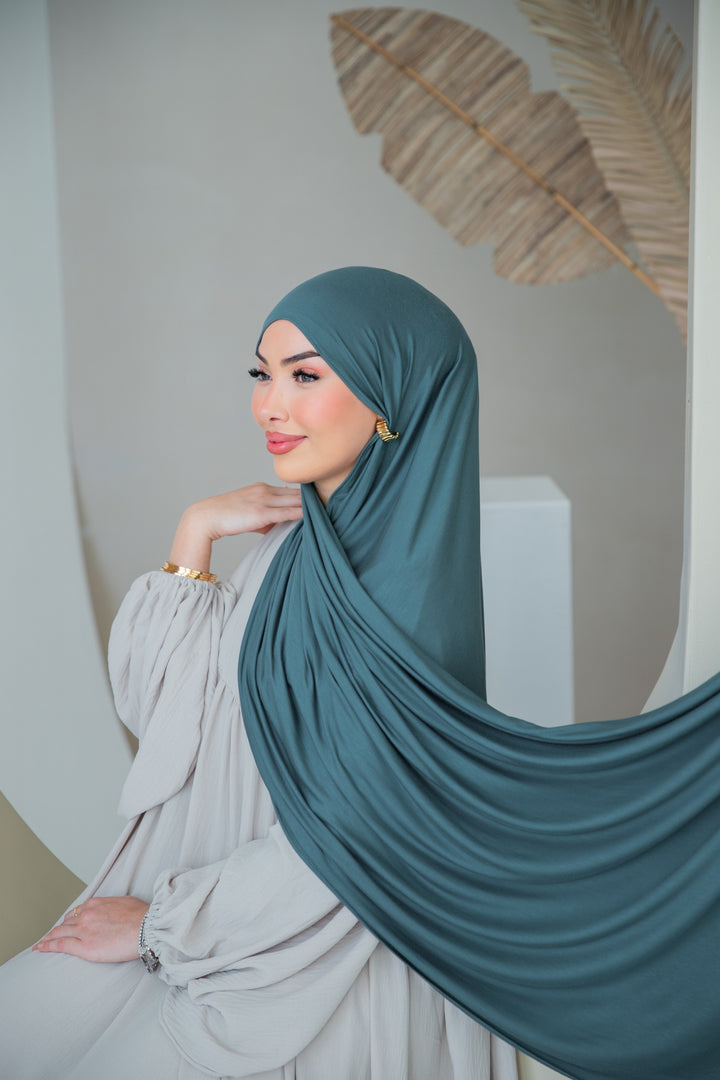 Premium Jersey Hijab in Petrol
