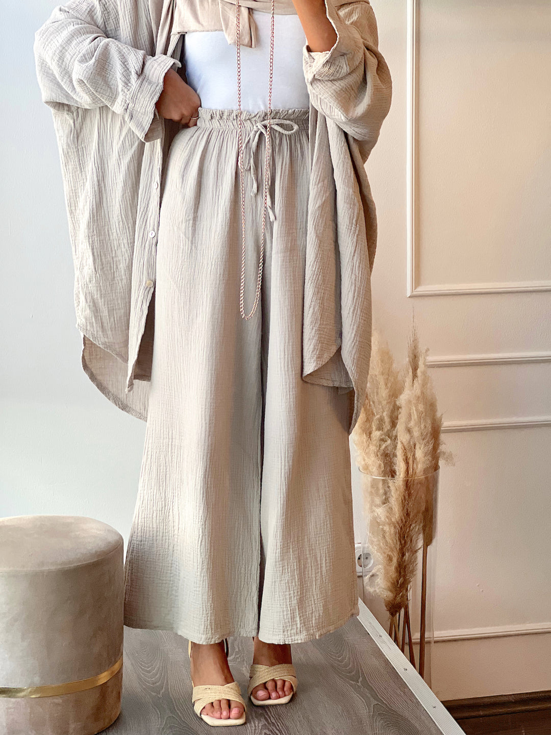Musselin Hose in Beige