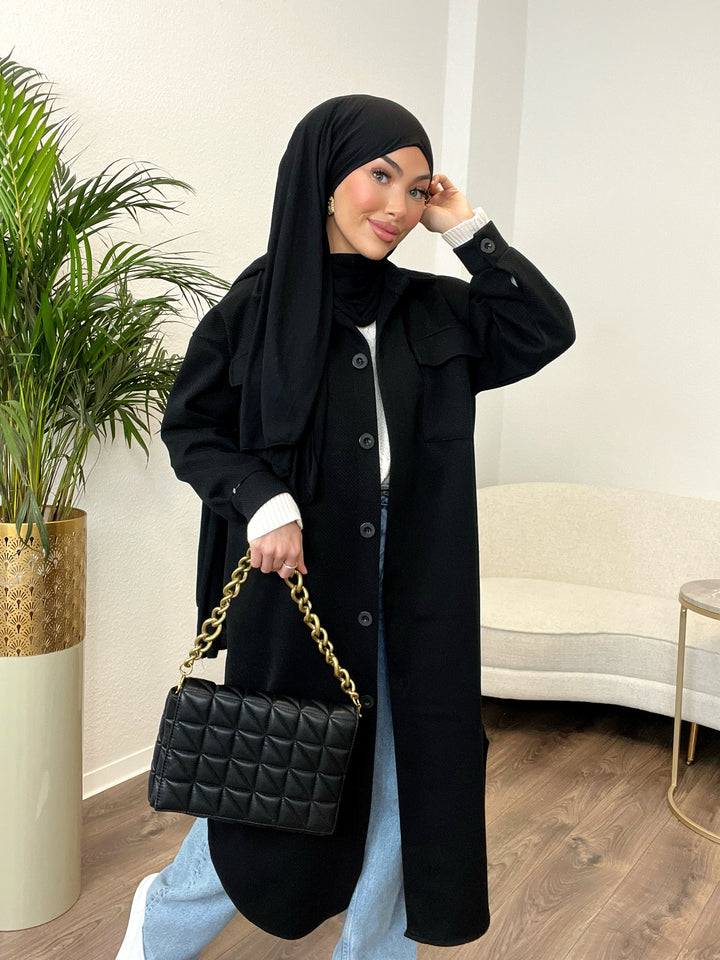 Nia Oversized Mantel in Schwarz