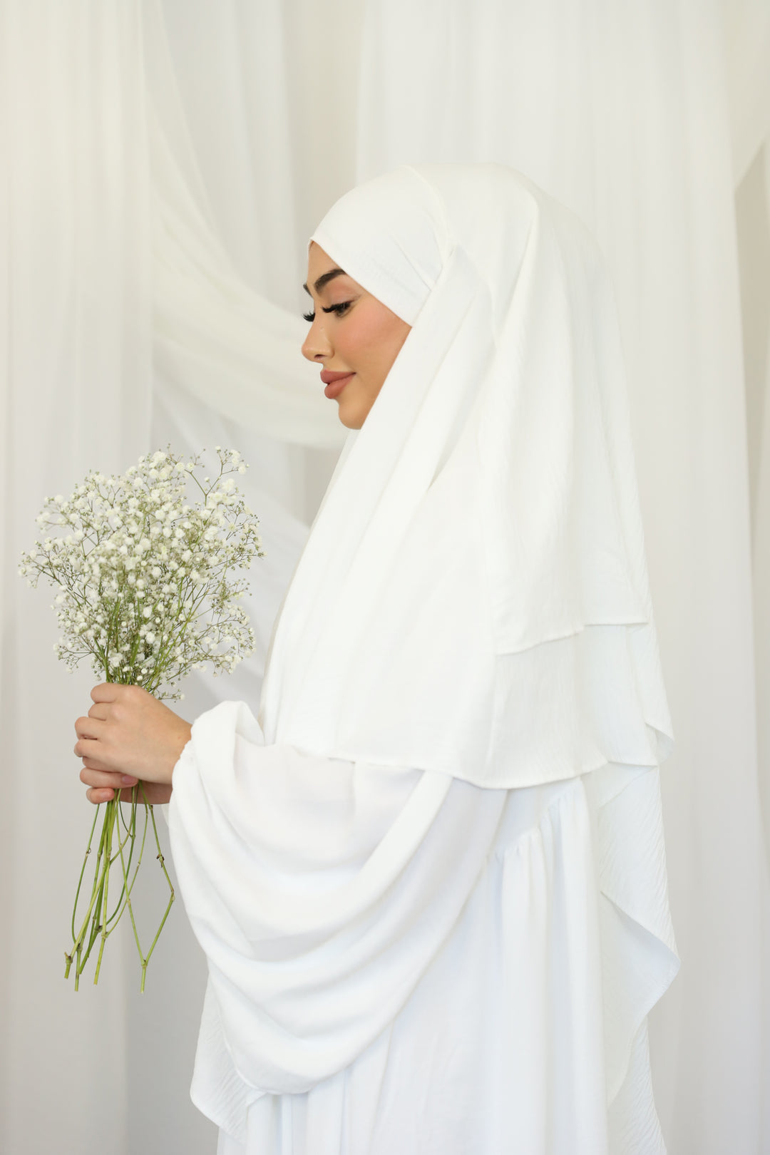 Naima Premium Khimar in Weiß