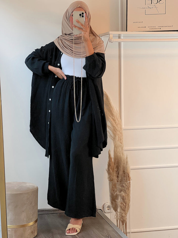 Musselin Hose in Schwarz