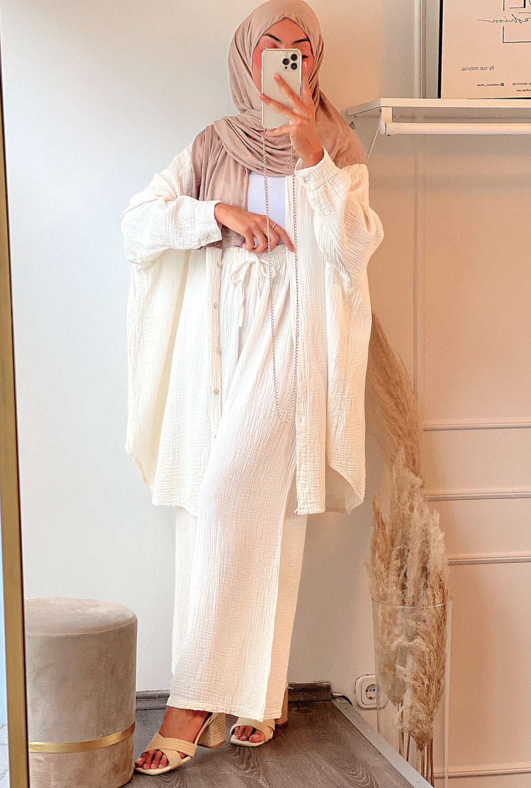 Musselin Hose in Creme