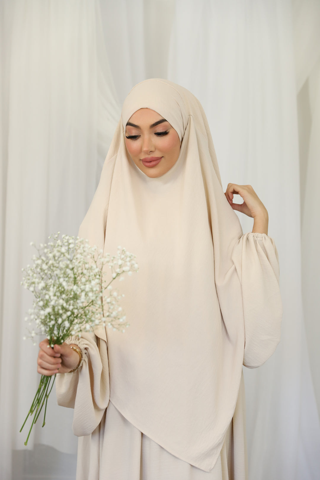 Naima Premium Khimar in Beige