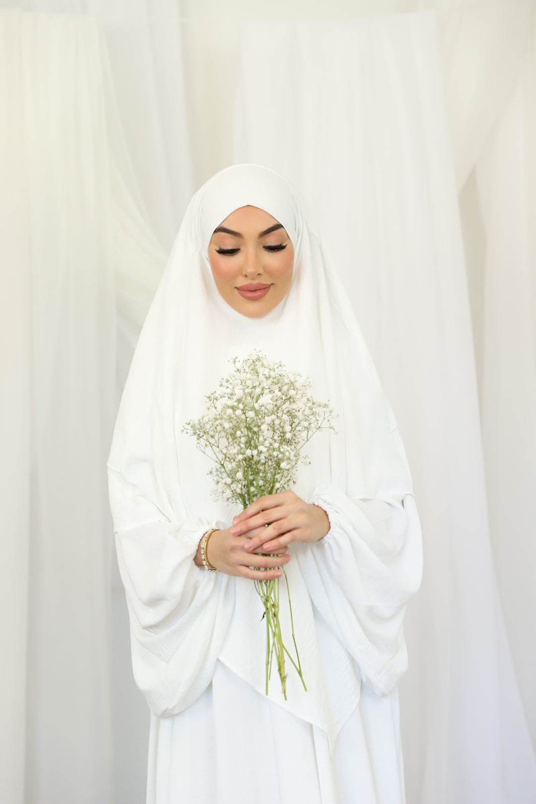 Naima Premium Khimar in Weiß