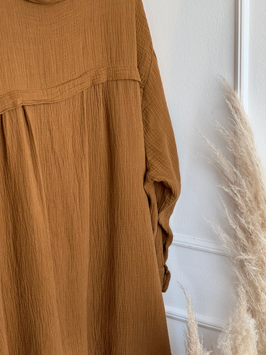 Musselin Oversized Hemd in Camel