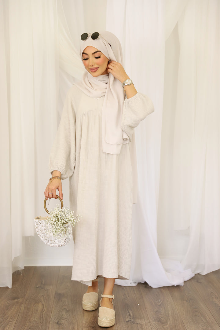 Alice Babydoll Musselin Kleid in Beige