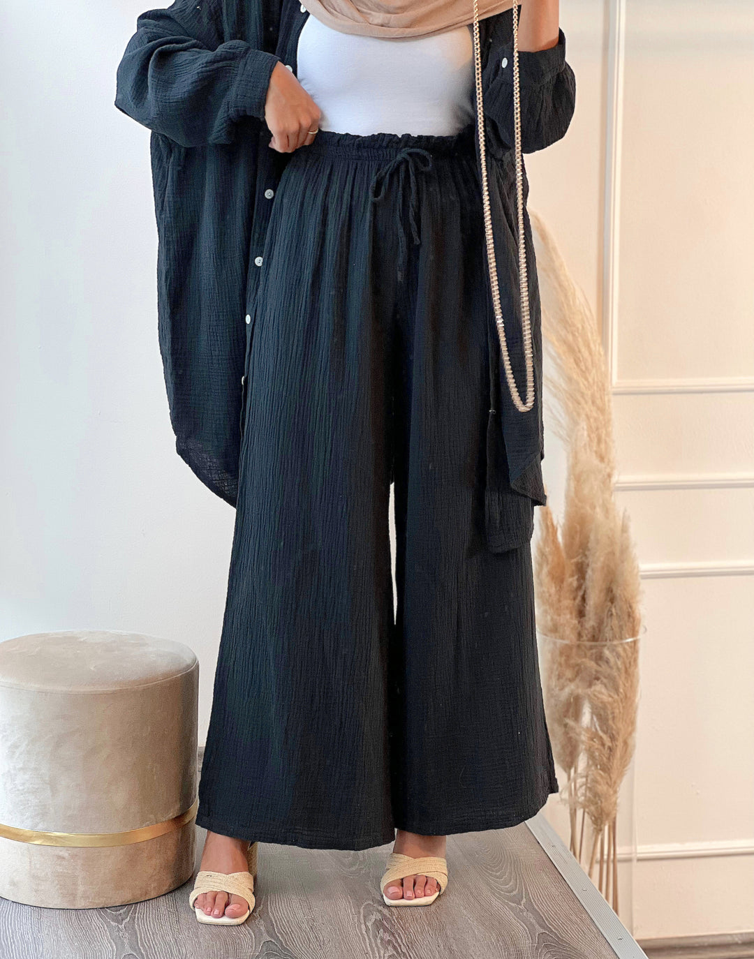 Musselin Hose in Schwarz