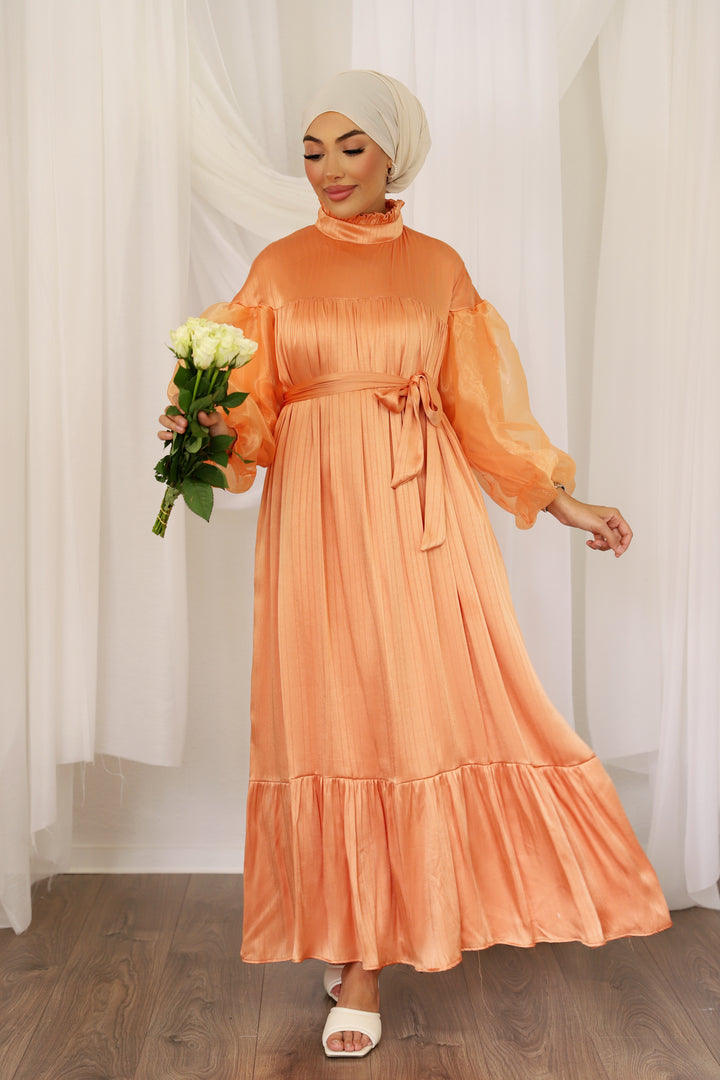 Violet Satin Kleid in Orange