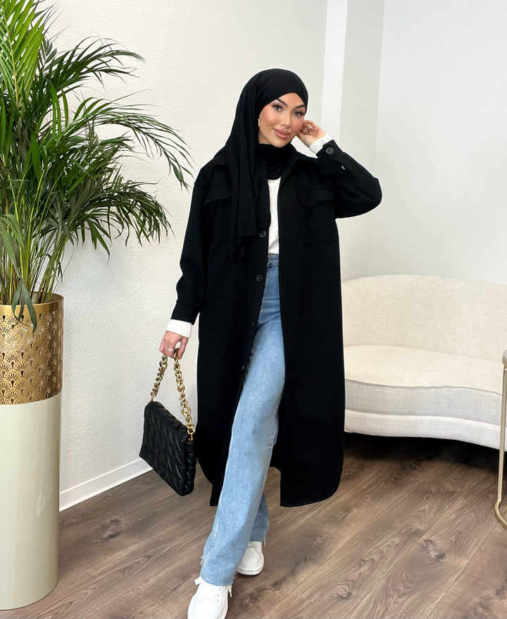 Nia Oversized Mantel in Schwarz