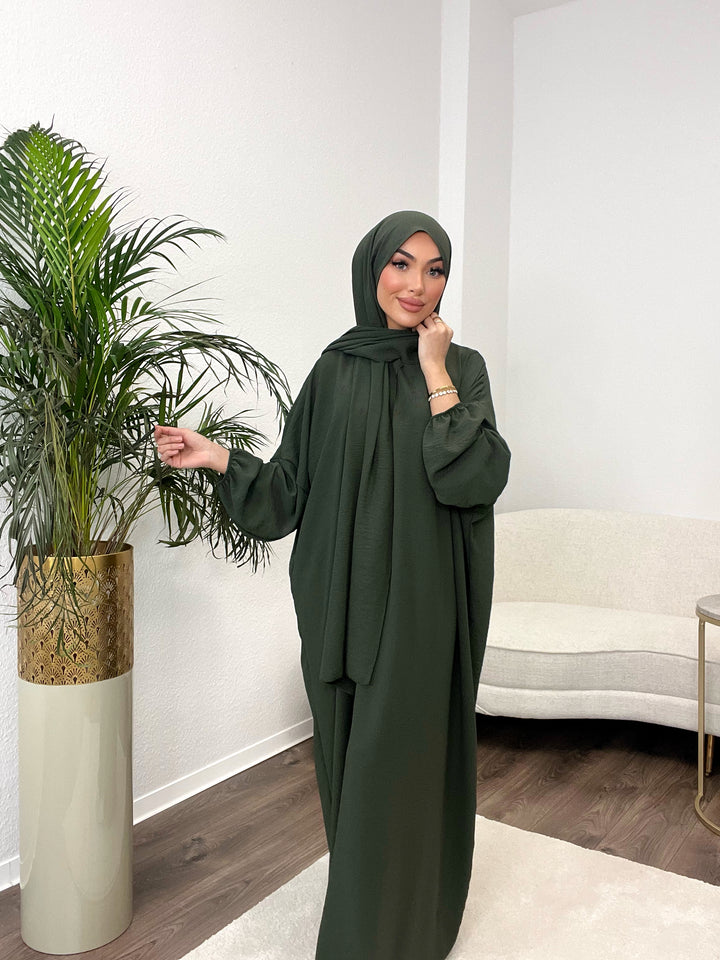 Coco Abaya mit integriertem Hijab in Khaki