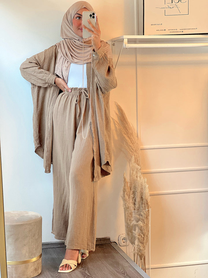 Musselin Hose in Coffee