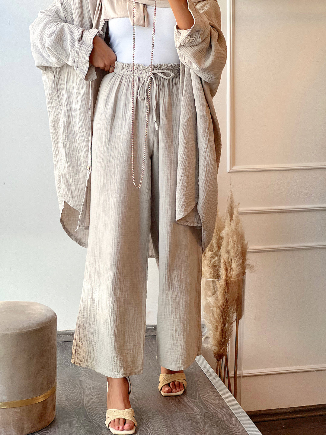 Musselin Hose in Beige