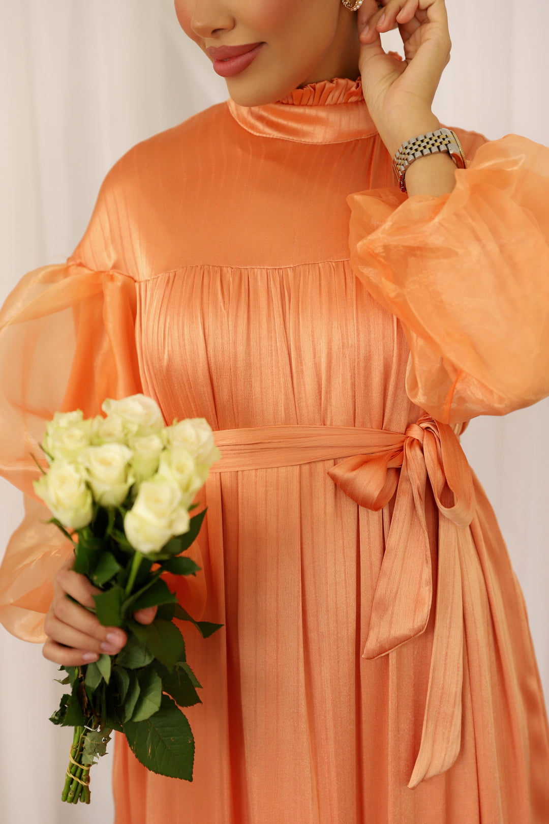 Violet Satin Kleid in Orange