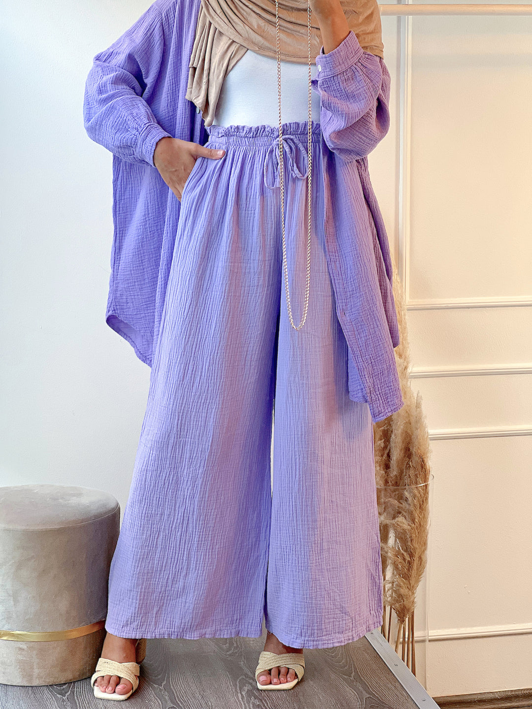 Musselin Hose in Lila