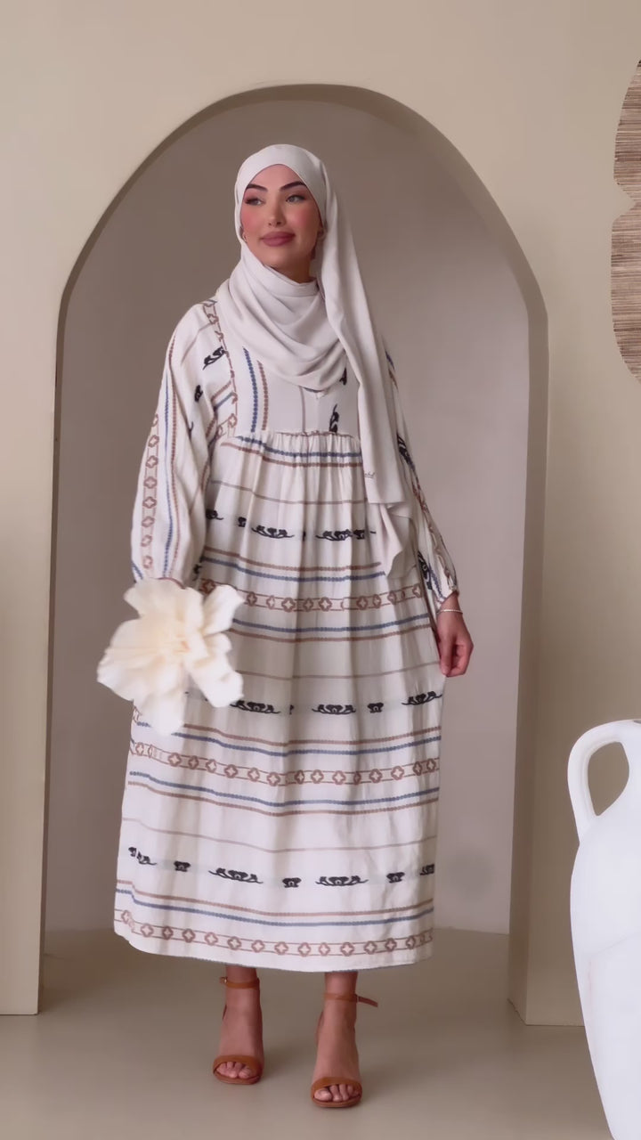 Boho Leinen Kleid in Blau